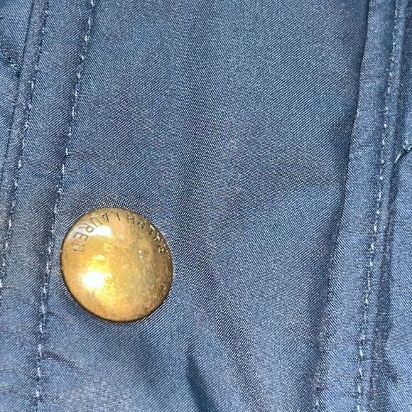 POLO Ralph Lauren Navy Blue Quilted Vest Brown Corduroy Collar Women’s XXL - Picture 10 of 15